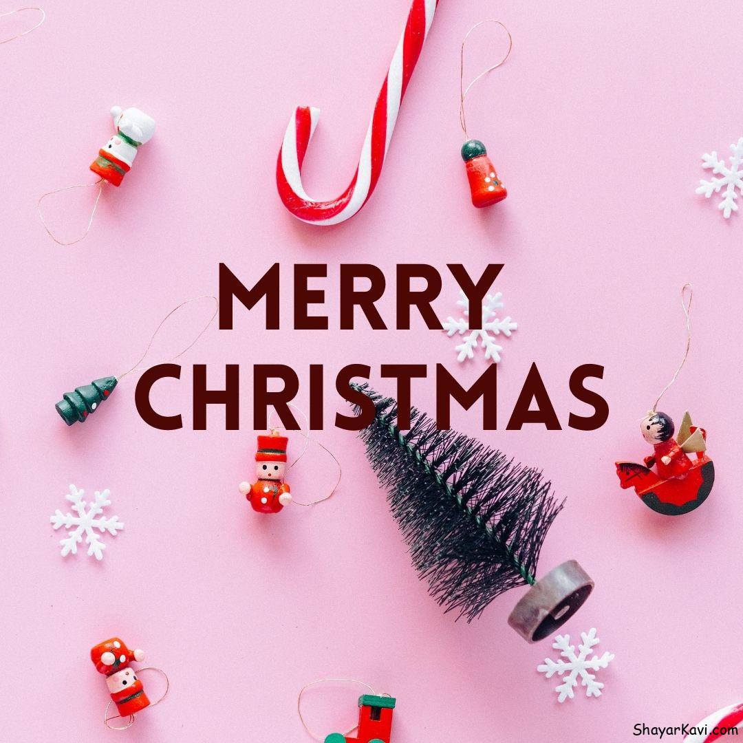 Merry Christmas and Pink Background with Toys