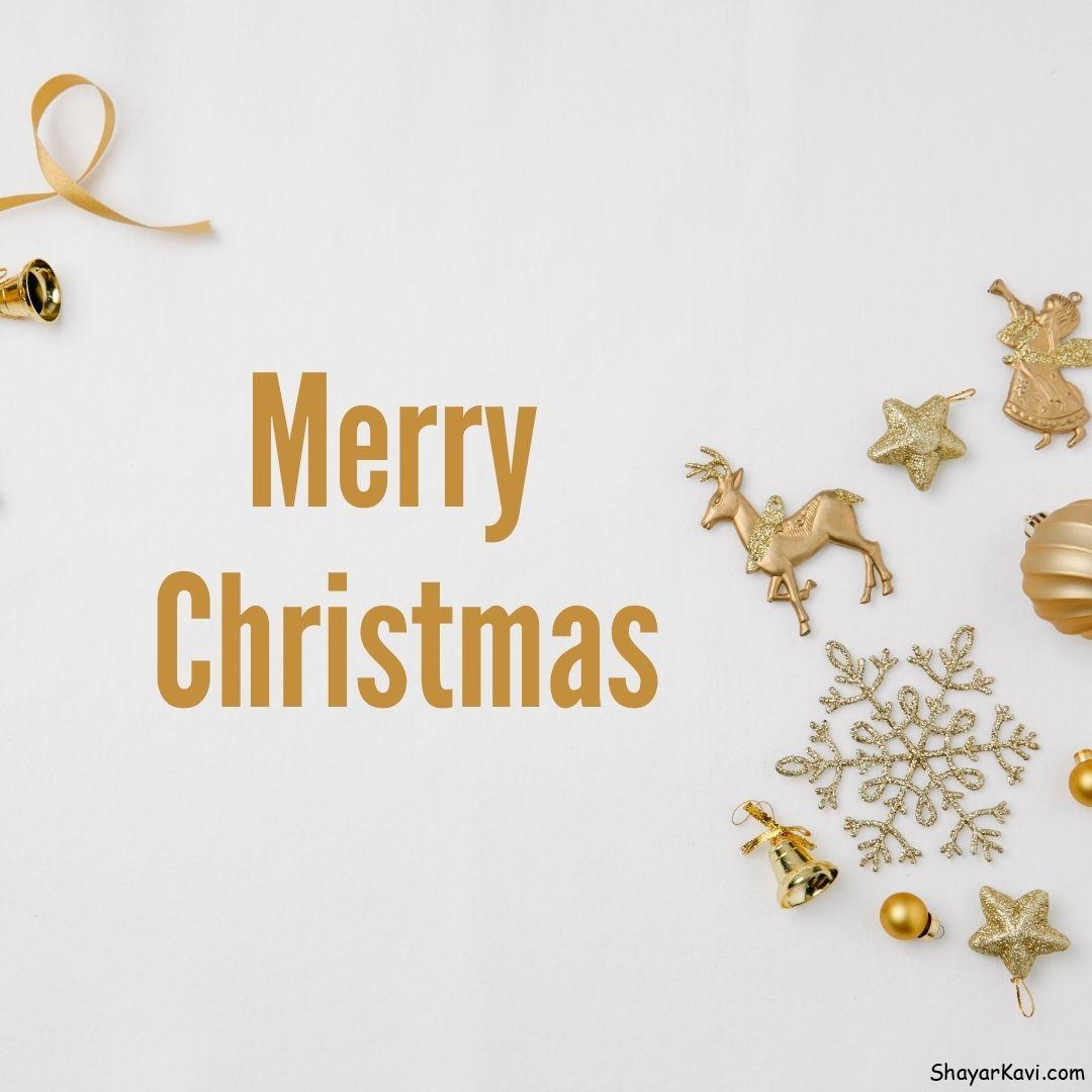 Merry Christmas with Golden Decoration Items